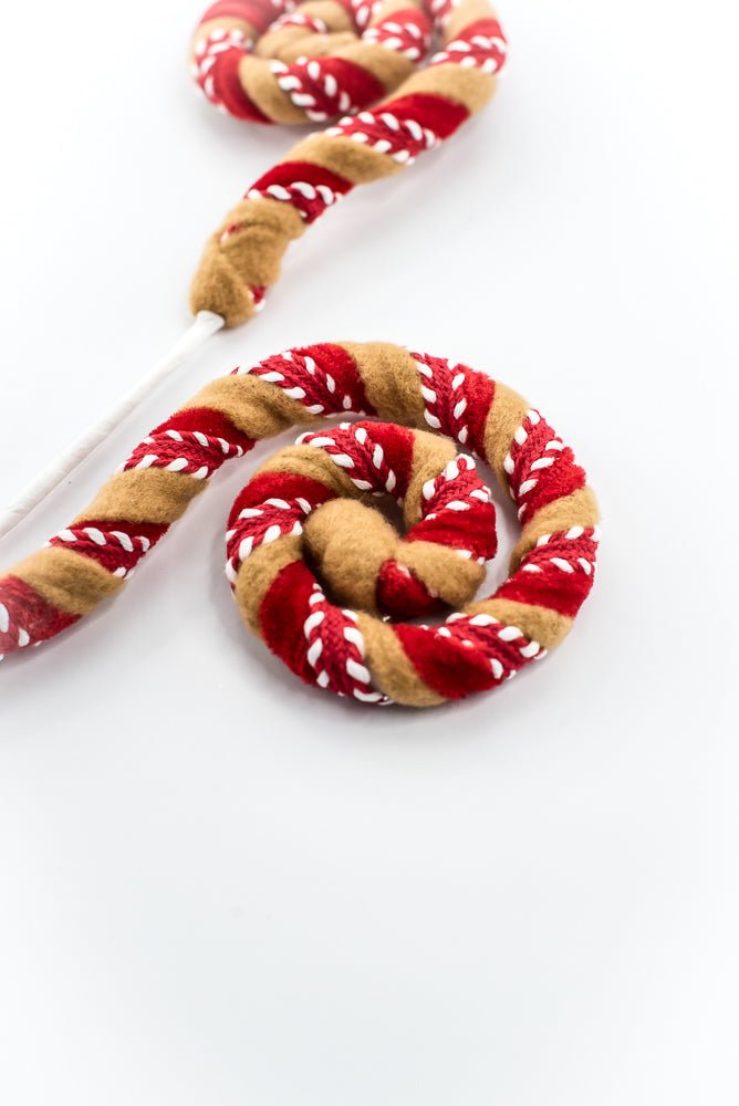 Artificial Red White & Brown Stripe Spiral Curly Spray - 28" - Greenery Market86758RDWTBN