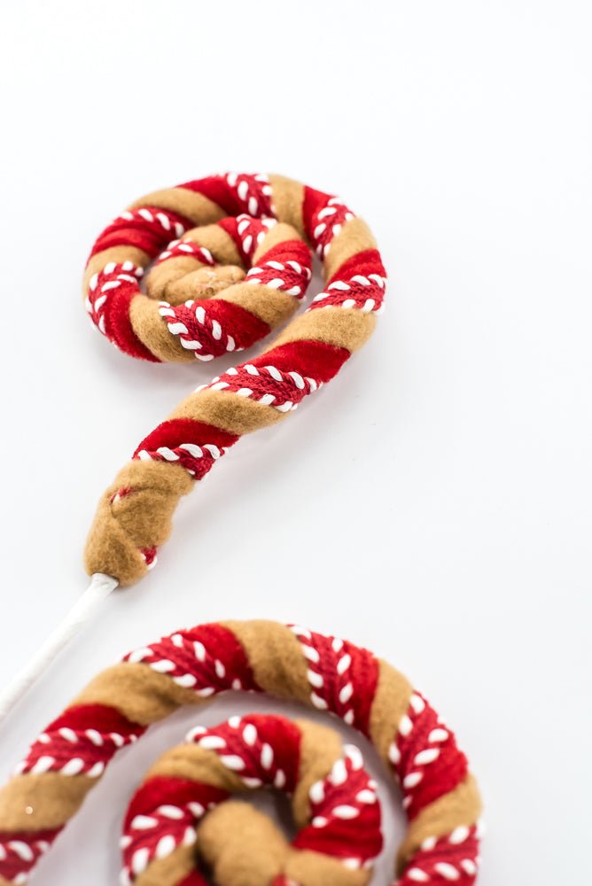 Artificial Red White & Brown Stripe Spiral Curly Spray - 28" - Greenery Market86758RDWTBN