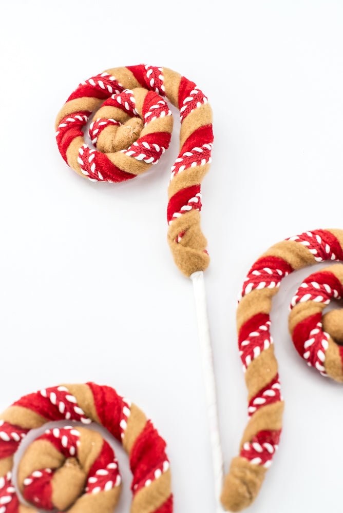 Artificial Red White & Brown Stripe Spiral Curly Spray - 28" - Greenery Market86758RDWTBN