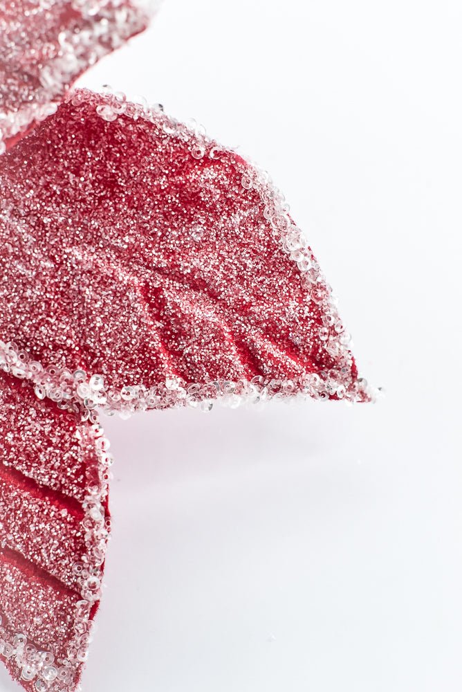 Artificial Red & White Iced Poinsettia Stem - 22" - Greenery MarketArtificial Flowers226894