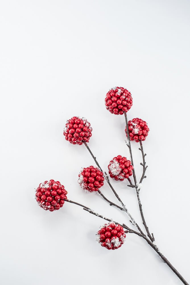Artificial Red & White Snow Berry Ball Spray - 24" - Greenery MarketArtificial Flowers256952