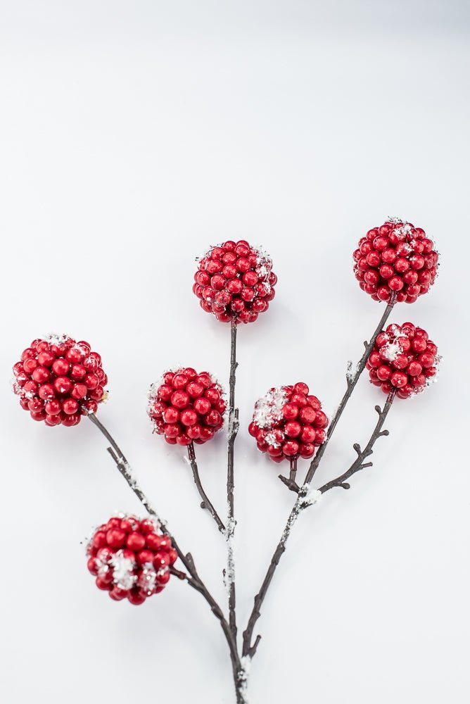 Artificial Red & White Snow Berry Ball Spray - 24" - Greenery MarketArtificial Flowers256952