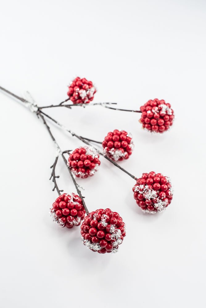 Artificial Red & White Snow Berry Ball Spray - 24" - Greenery MarketArtificial Flowers256952