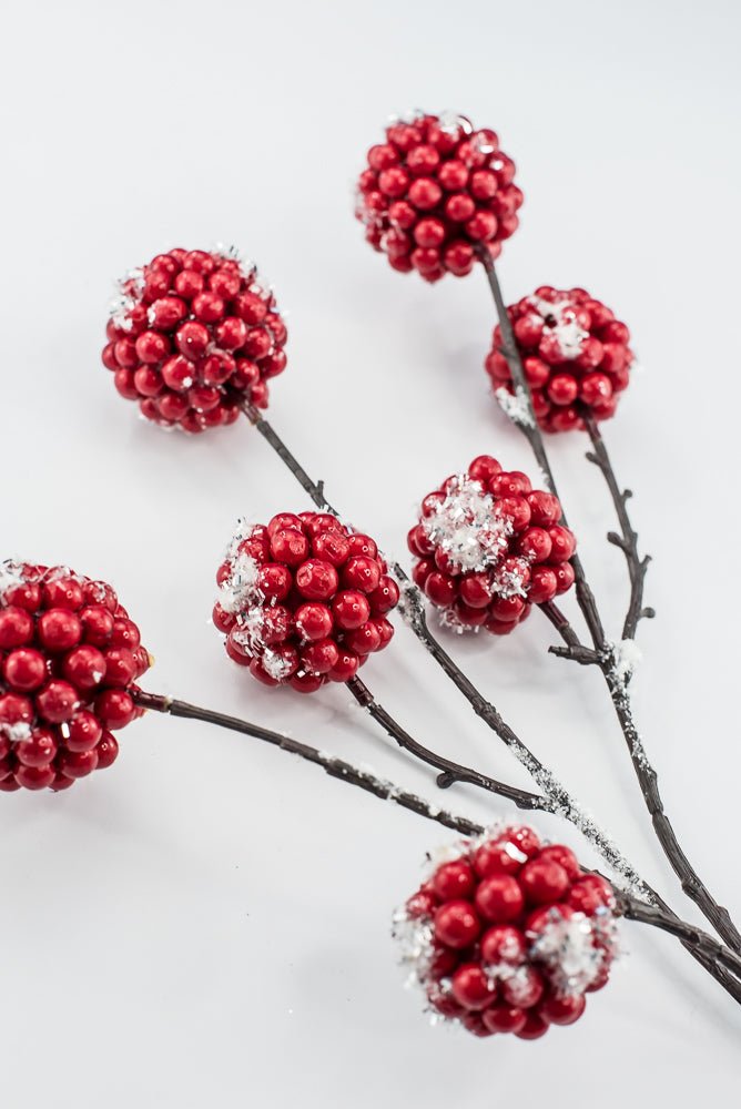 Artificial Red & White Snow Berry Ball Spray - 24" - Greenery MarketArtificial Flowers256952