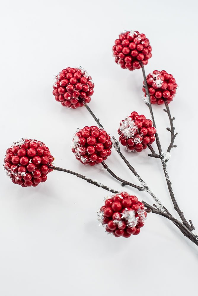 Artificial Red & White Snow Berry Ball Spray - 24" - Greenery MarketArtificial Flowers256952