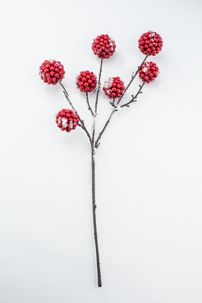 Artificial Red & White Snow Berry Ball Spray - 24" - Greenery MarketArtificial Flowers256952