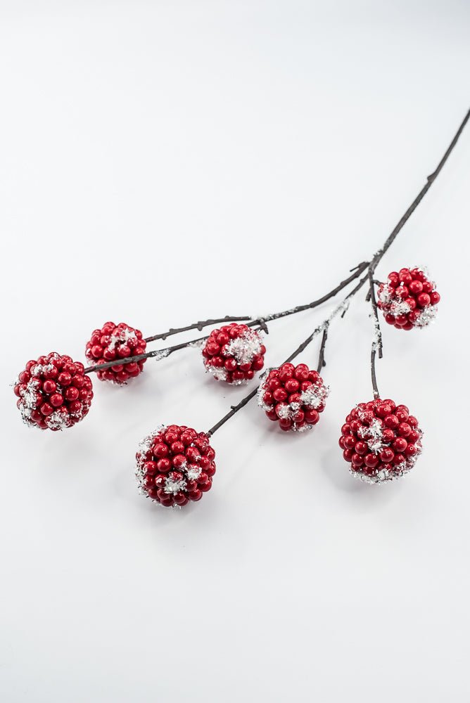 Artificial Red & White Snow Berry Ball Spray - 24" - Greenery MarketArtificial Flowers256952