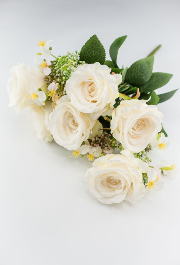 Artificial Roses bush - cream white - Greenery Marketartificial flowersFN170931