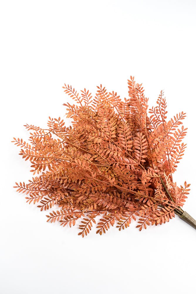 Artificial, Rust Orange, Feather Fern Bush - 20" - Greenery MarketArtificial Flora85919-UV-OR