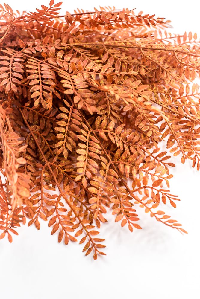 Artificial, Rust Orange, Feather Fern Bush - 20" - Greenery MarketArtificial Flora85919-UV-OR