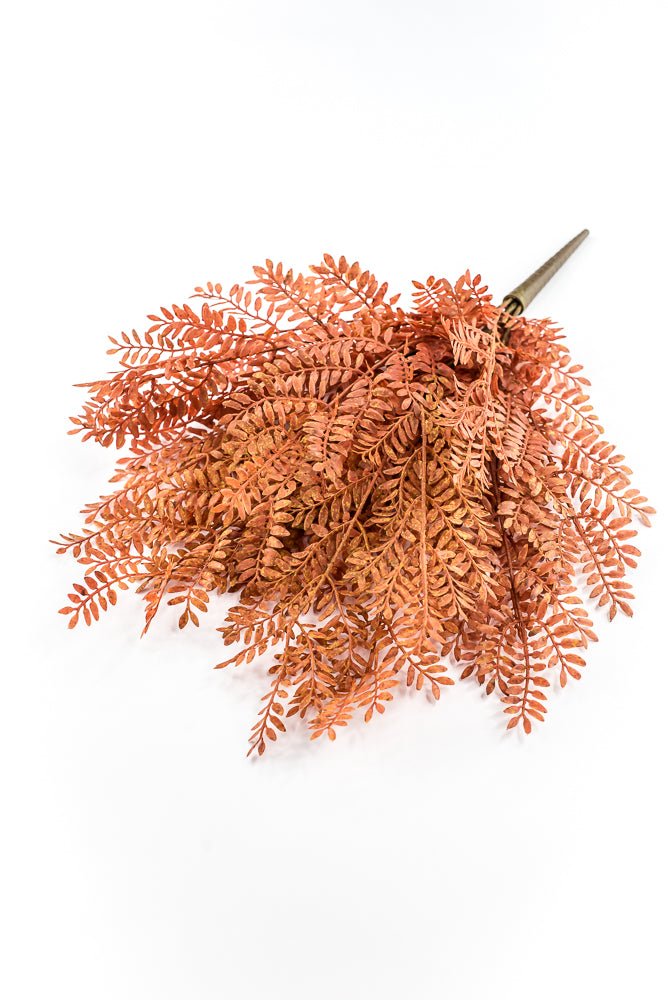 Artificial, Rust Orange, Feather Fern Bush - 20" - Greenery MarketArtificial Flora85919-UV-OR