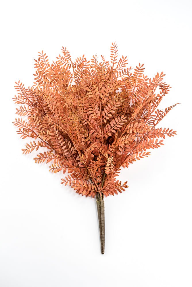 Artificial, Rust Orange, Feather Fern Bush - 20" - Greenery MarketArtificial Flora85919-UV-OR