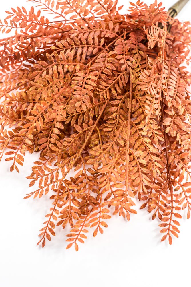 Artificial, Rust Orange, Feather Fern Bush - 20" - Greenery MarketArtificial Flora85919-UV-OR