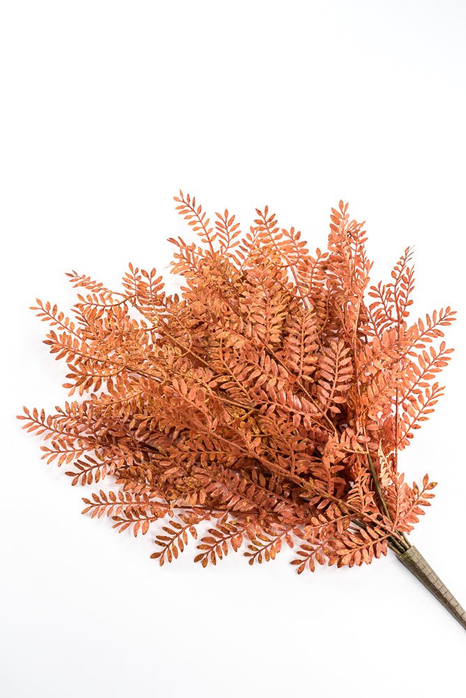 Artificial, Rust Orange, Feather Fern Bush - 20" - Greenery MarketArtificial Flora85919-UV-OR