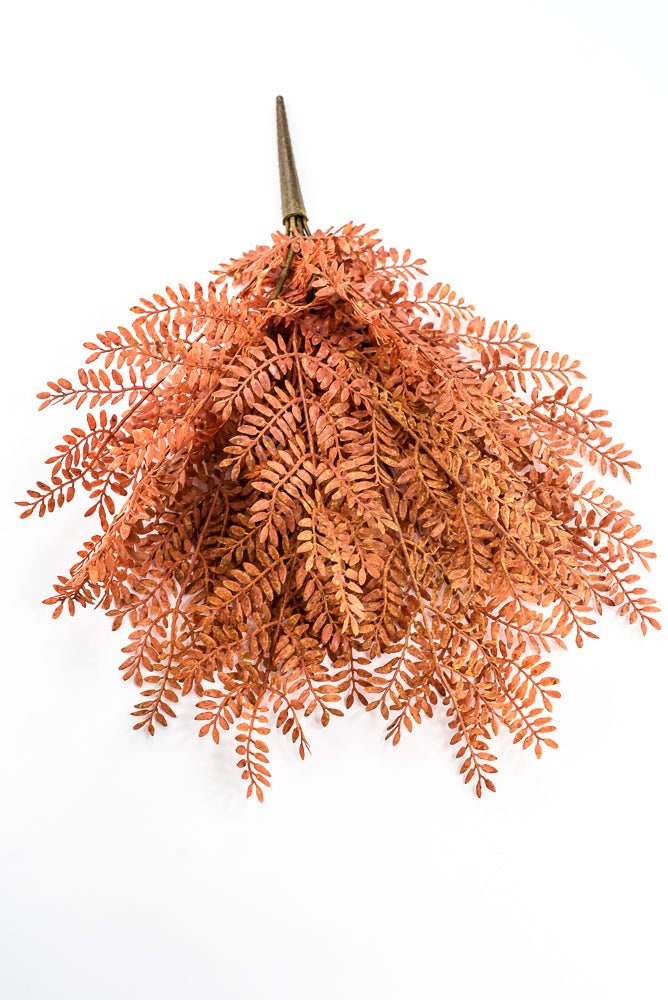Artificial, Rust Orange, Feather Fern Bush - 20" - Greenery MarketArtificial Flora85919-UV-OR