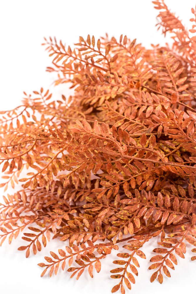 Artificial, Rust Orange, Feather Fern Bush - 20" - Greenery MarketArtificial Flora85919-UV-OR