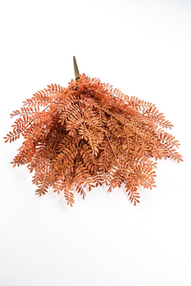 Artificial, Rust Orange, Feather Fern Bush - 20" - Greenery MarketArtificial Flora85919-UV-OR