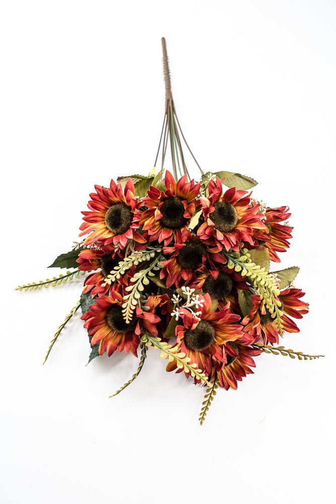 Artificial Rust Sunflower Bush - 19" - Greenery Market57525RUST