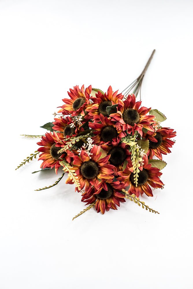Artificial Rust Sunflower Bush - 19" - Greenery Market57525RUST