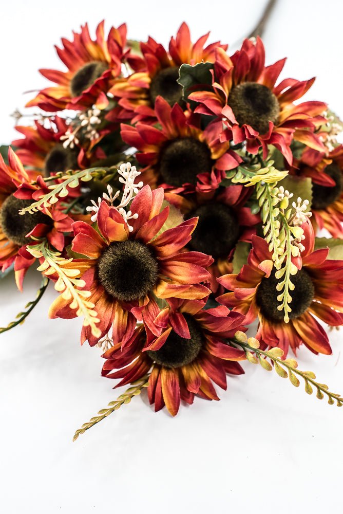 Artificial Rust Sunflower Bush - 19" - Greenery Market57525RUST
