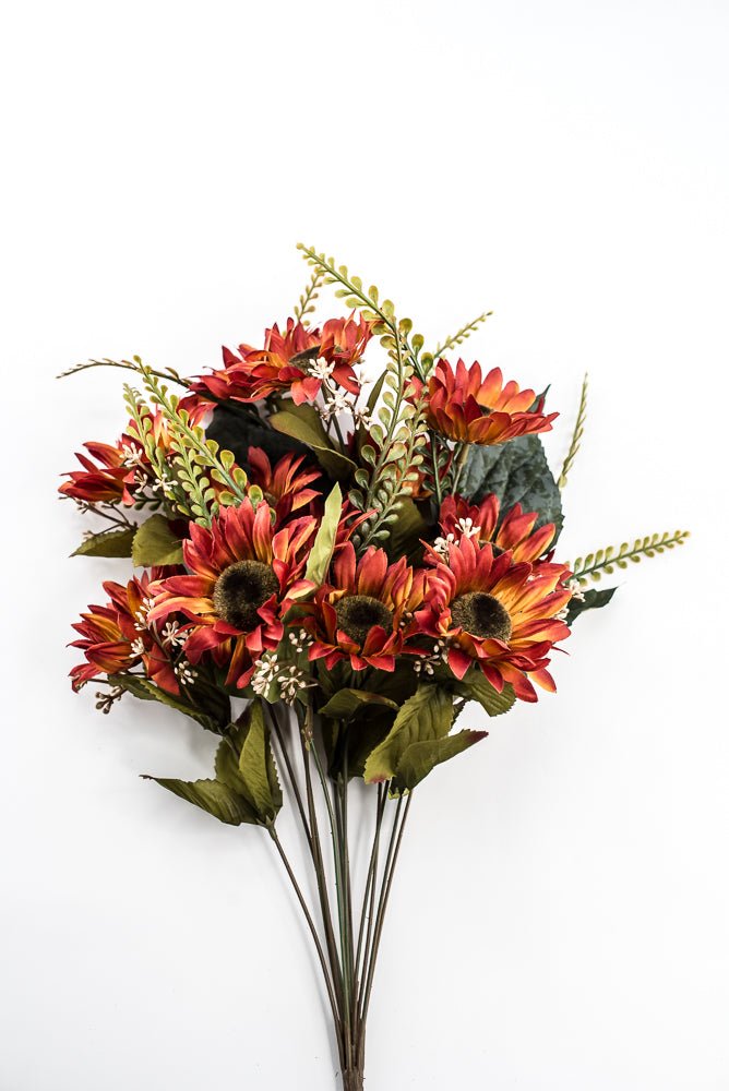Artificial Rust Sunflower Bush - 19" - Greenery Market57525RUST