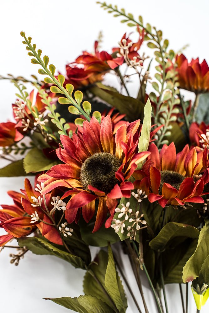 Artificial Rust Sunflower Bush - 19" - Greenery Market57525RUST