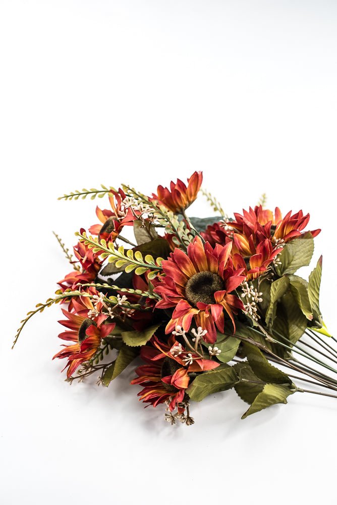 Artificial Rust Sunflower Bush - 19" - Greenery Market57525RUST