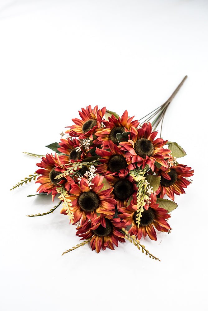 Artificial Rust Sunflower Bush - 19" - Greenery Market57525RUST