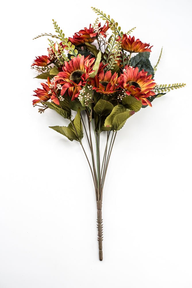 Artificial Rust Sunflower Bush - 19" - Greenery Market57525RUST