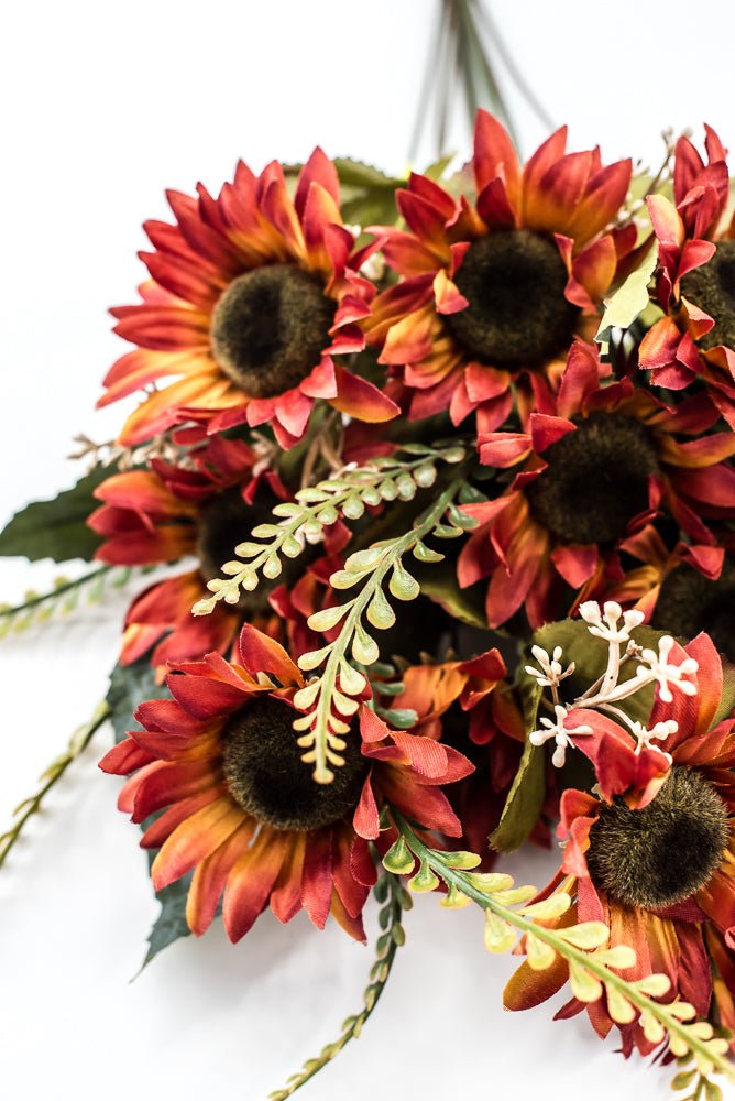 Artificial Rust Sunflower Bush - 19" - Greenery Market57525RUST
