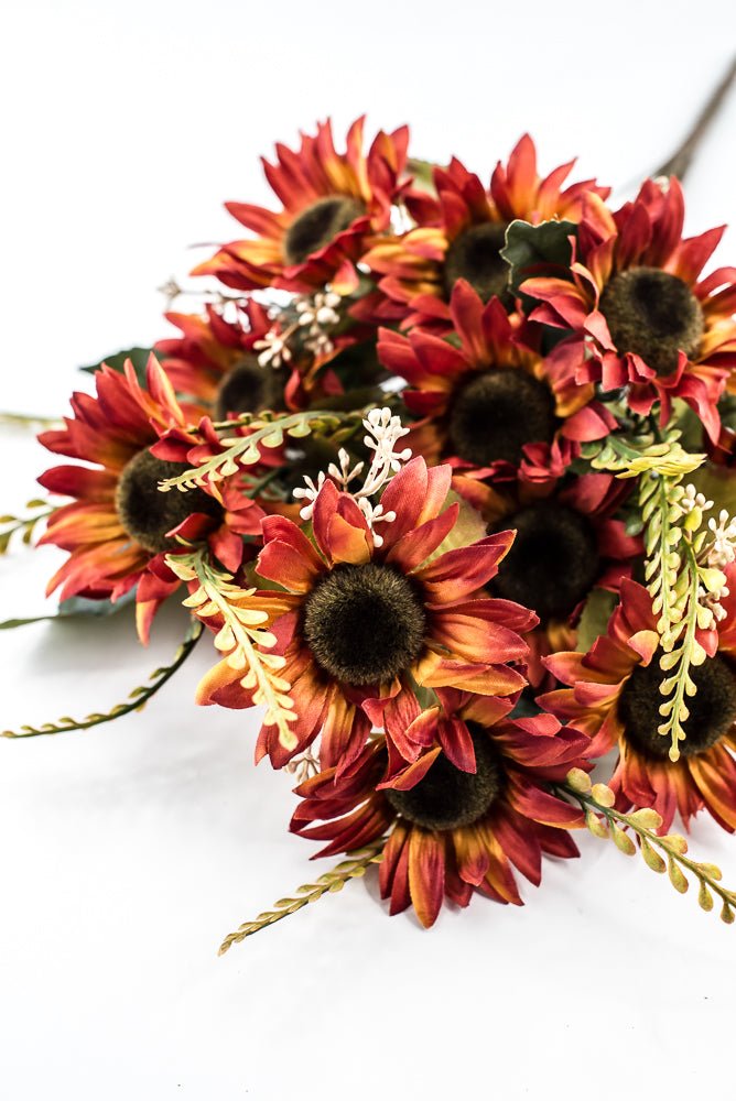 Artificial Rust Sunflower Bush - 19" - Greenery Market57525RUST