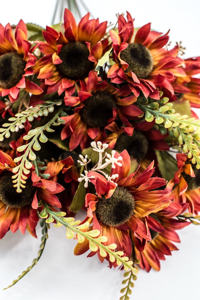 Artificial Rust Sunflower Bush - 19" - Greenery Market57525RUST