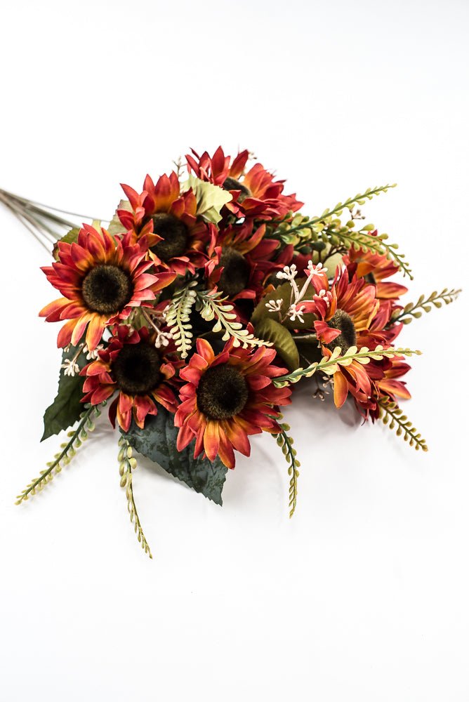 Artificial Rust Sunflower Bush - 19" - Greenery Market57525RUST
