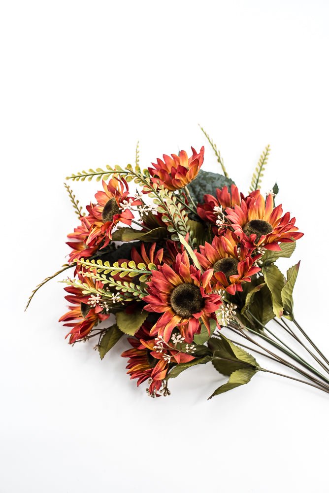 Artificial Rust Sunflower Bush - 19" - Greenery Market57525RUST