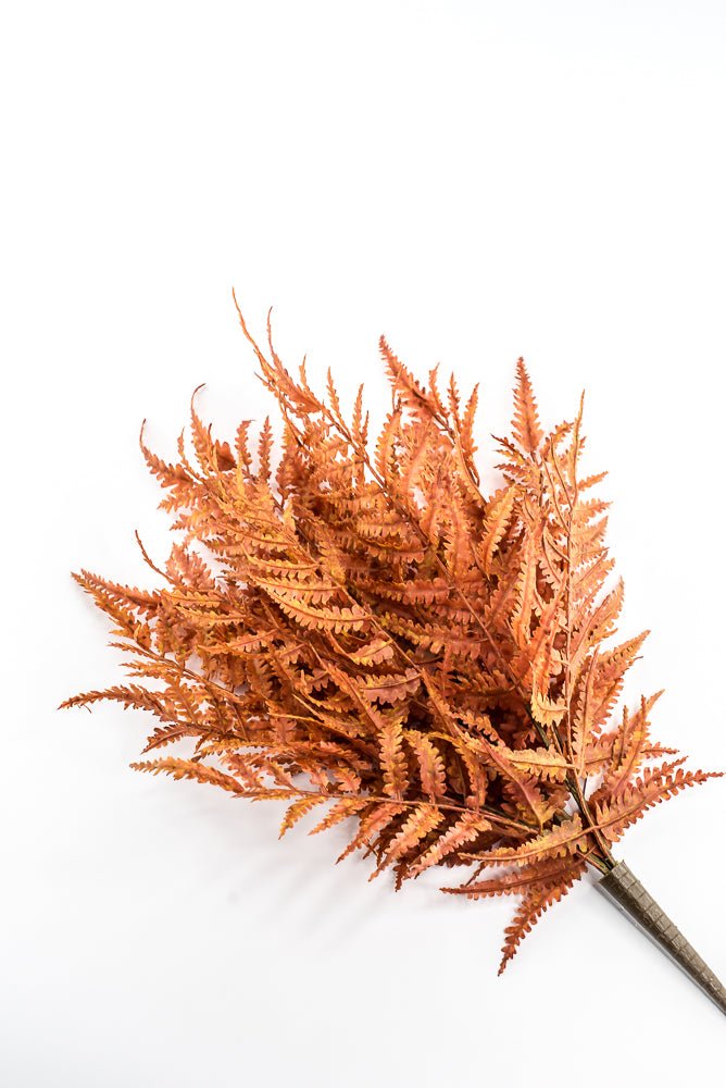 Artificial, Rusty Orange, Leather Fern Bush - 20" - Greenery MarketArtificial Flora85918-UV-OR