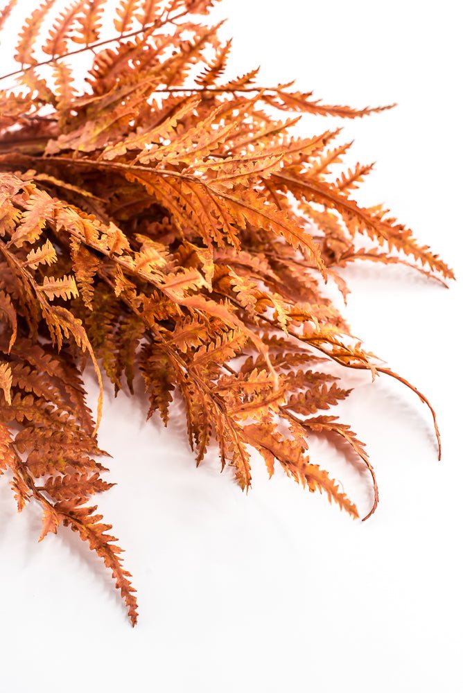 Artificial, Rusty Orange, Leather Fern Bush - 20" - Greenery MarketArtificial Flora85918-UV-OR