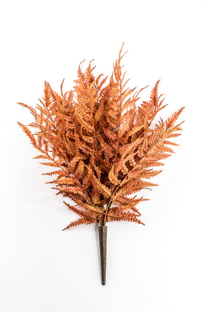 Artificial, Rusty Orange, Leather Fern Bush - 20" - Greenery MarketArtificial Flora85918-UV-OR
