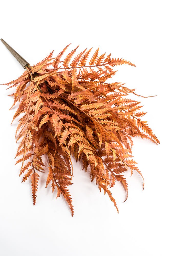 Artificial, Rusty Orange, Leather Fern Bush - 20" - Greenery MarketArtificial Flora85918-UV-OR