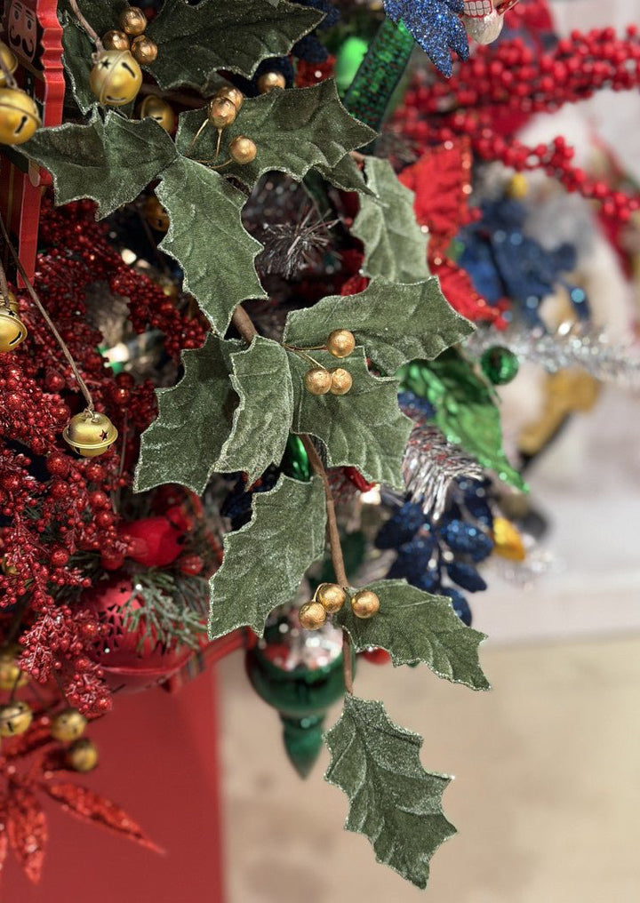 Artificial Sage & Gold Holly Berry Spray - 31.5" - Greenery MarketArtificial Flowers251851