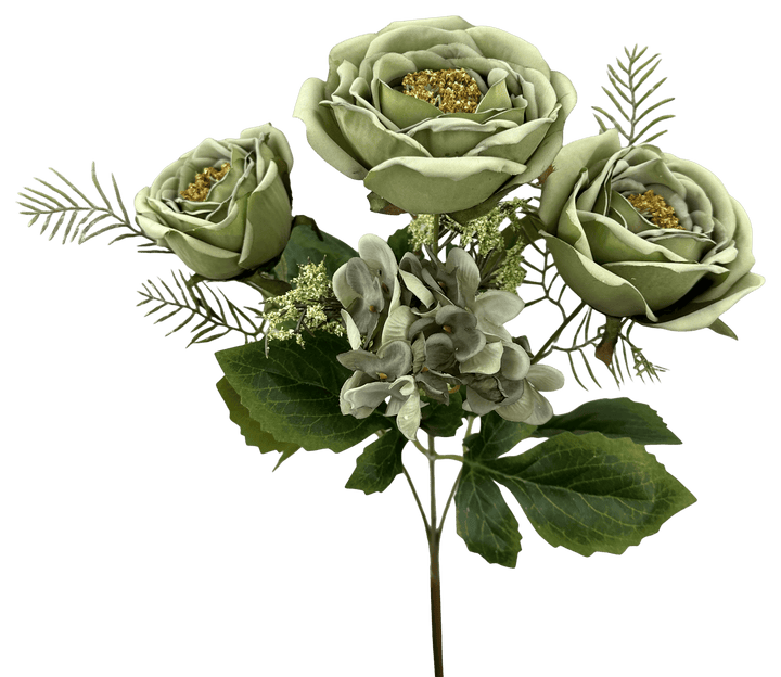 Artificial Sage Green Rose Filler Bush - 15" - Greenery MarketArtificial Flowers57453SAGE