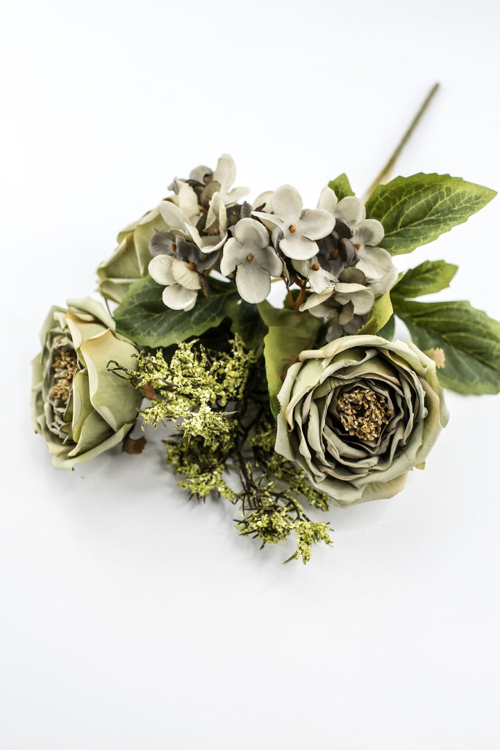 Artificial Sage Green Rose Filler Bush - 15" - Greenery MarketArtificial Flowers57453SAGE