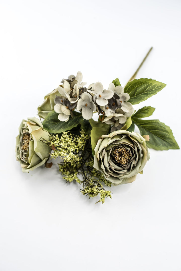 Artificial Sage Green Rose Filler Bush - 15" - Greenery MarketArtificial Flowers57453SAGE