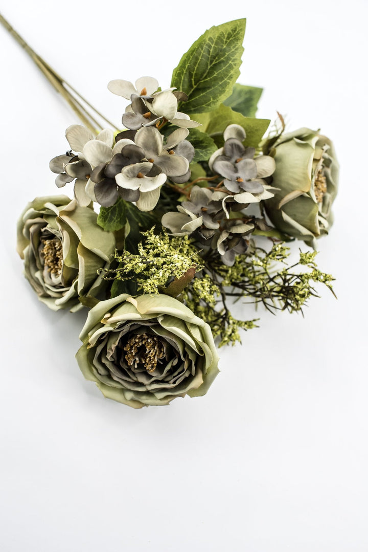 Artificial Sage Green Rose Filler Bush - 15" - Greenery MarketArtificial Flowers57453SAGE