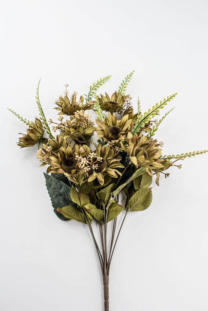 Artificial Sage Green Sunflower Bush - 19" - Greenery Market57525SG