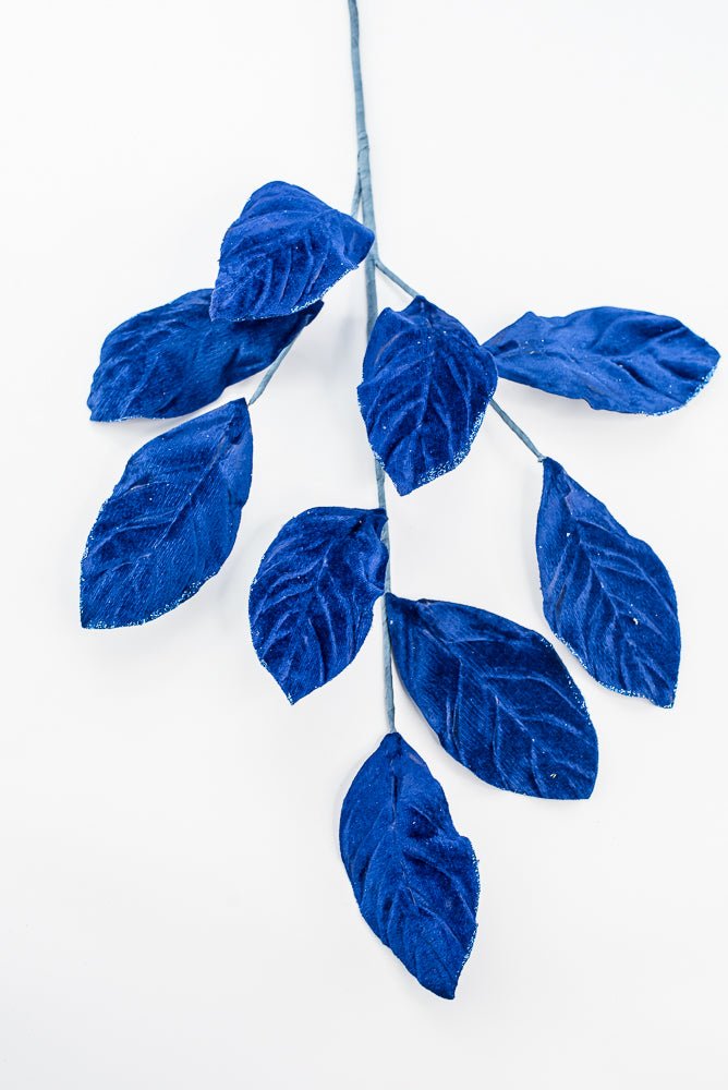 Artificial Sapphire Velvet Magnolia Leaves Spray - 30" - Greenery Market86787SAPP