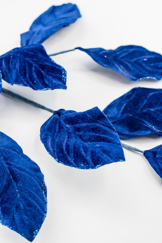 Artificial Sapphire Velvet Magnolia Leaves Spray - 30" - Greenery Market86787SAPP
