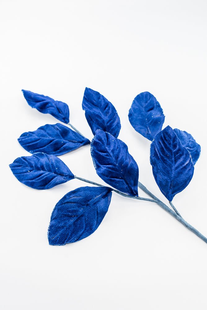 Artificial Sapphire Velvet Magnolia Leaves Spray - 30" - Greenery Market86787SAPP