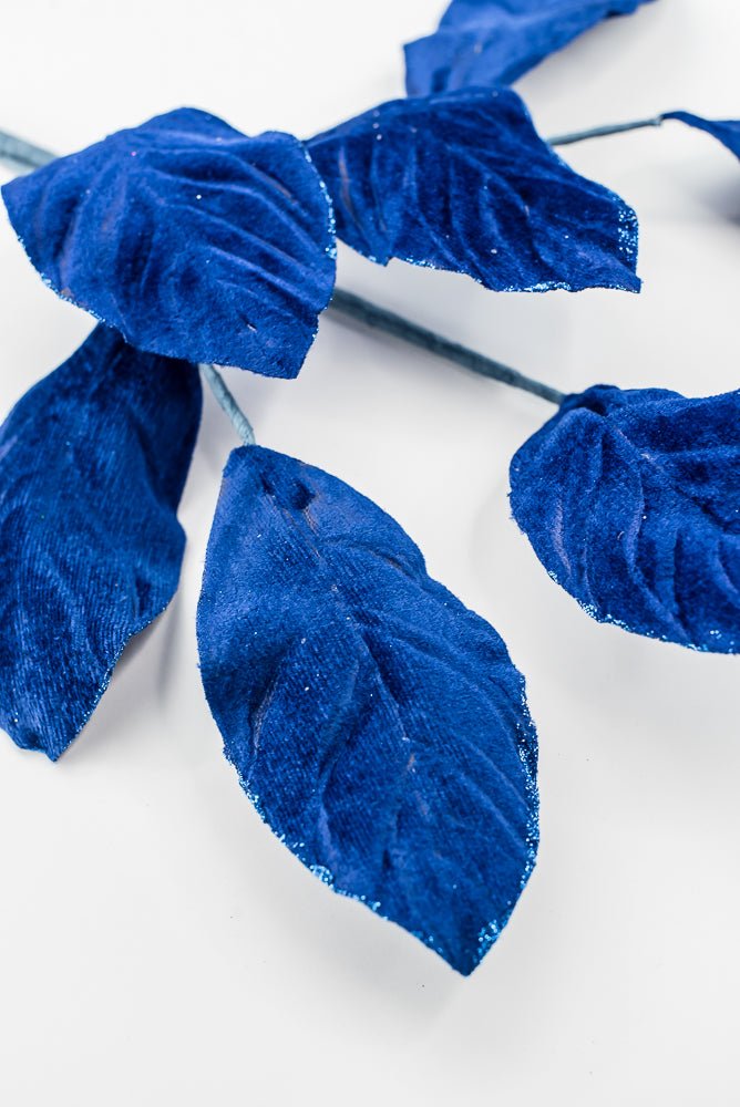 Artificial Sapphire Velvet Magnolia Leaves Spray - 30" - Greenery Market86787SAPP