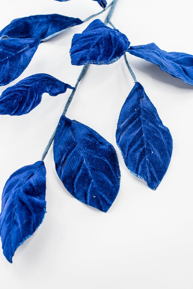Artificial Sapphire Velvet Magnolia Leaves Spray - 30" - Greenery Market86787SAPP