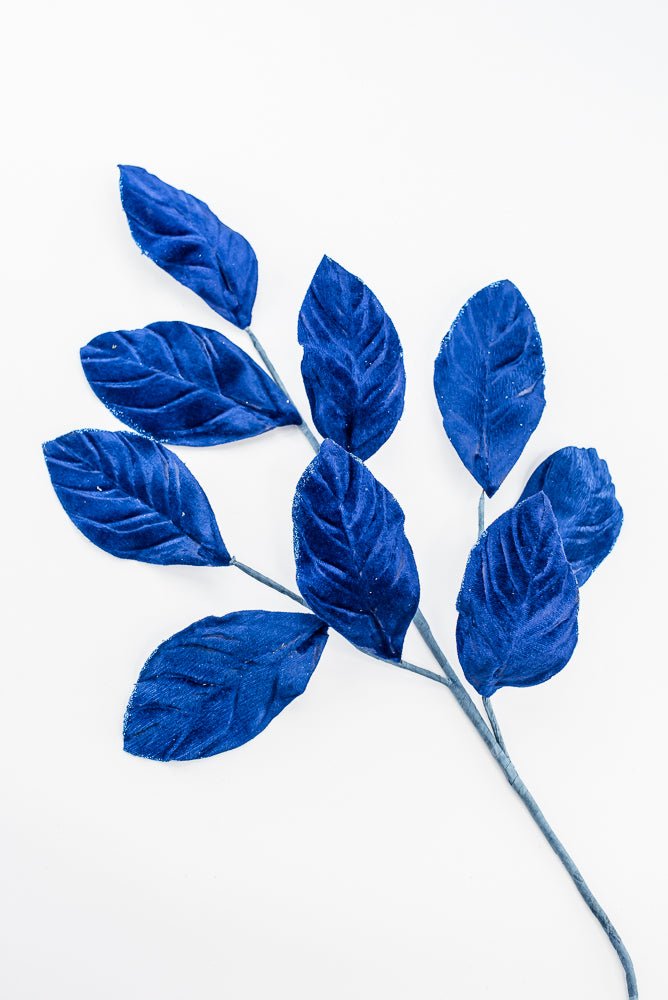 Artificial Sapphire Velvet Magnolia Leaves Spray - 30" - Greenery Market86787SAPP